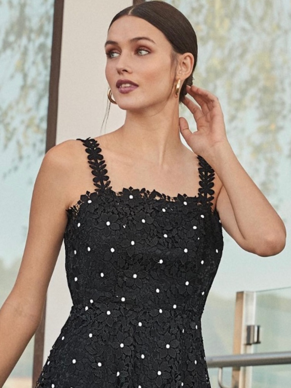 Milly Yara Dress black and white floral daisy lace midi dress - Picture 6 of 6
